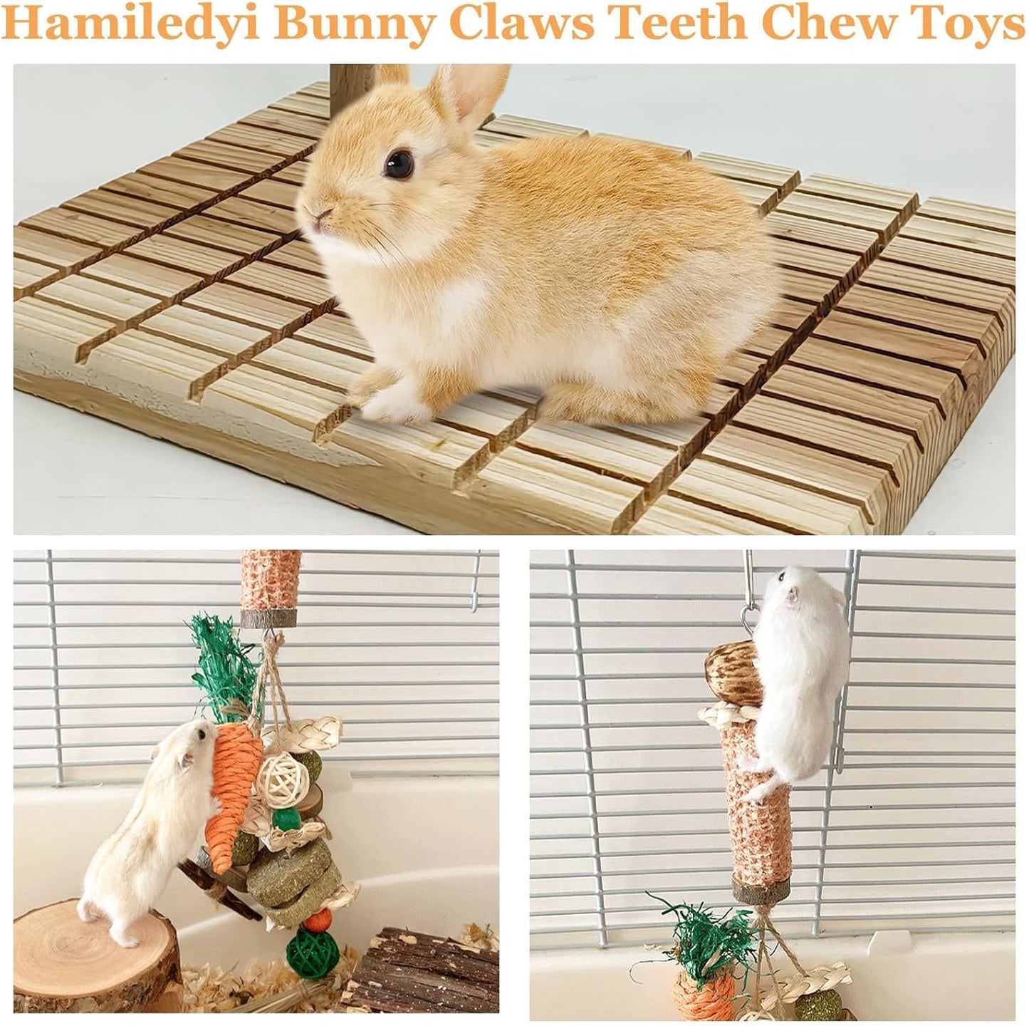 Hamiledyi Bunny Scratch Toy Rabbit Scratching Board Rabbit Toys for Indoor Bunnies Boredom Bunny Chew Toys for Teeth Wood Chewing Toys for Rabbits Other Rodent Pets