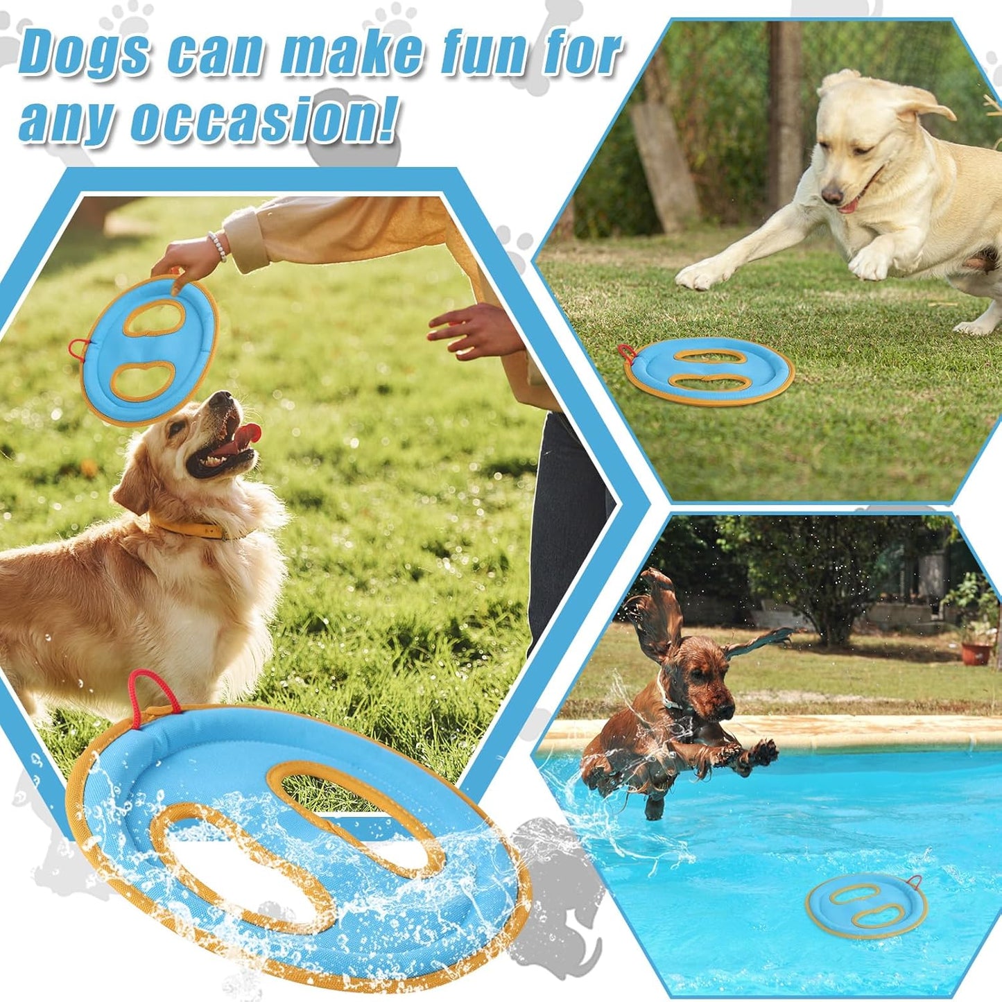 Dog Flying Disc Toy, 9.25" Pet Water Floating Flyer with Soft Edges Gentle on Teeth Lightweight Outdoor Canvas Fetch Toy for Aggressive Chewers Medium to Large Dogs