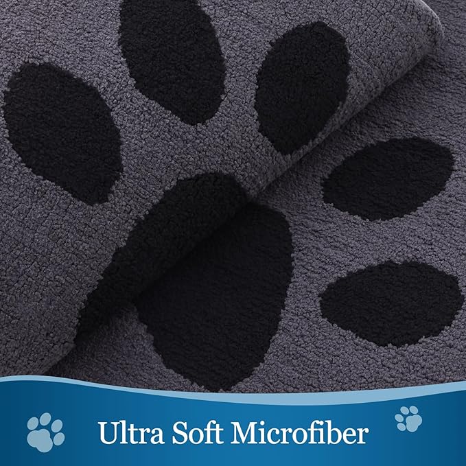 Buganda Dog Door Mat for Muddy Paws, Absorbent Dirt Trapper Washable Indoor Doormats, Non Slip Low-Profile Mud Mat for Dogs, Front Entrance Doormat for Inside Floor (47x32 Inches, Black)