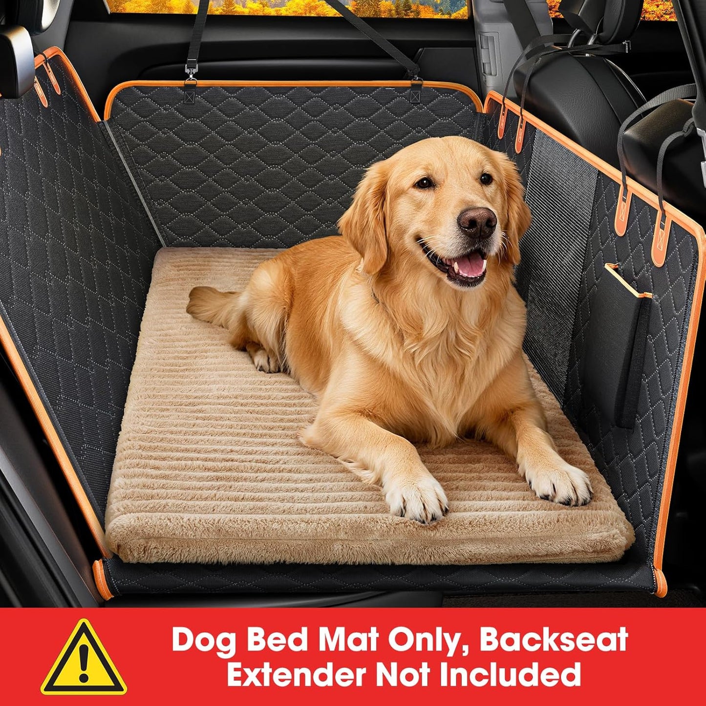 FURTIME Backseat Pet Bed Mat, Non-Slip Dog Bed for Car Back Seat, Washable Travel Pet Mat with Removable Cover, Dog Seat Covers Protector Fit for Backseat Extenders and Trucks SUVs, 54"x 24.8", Brown