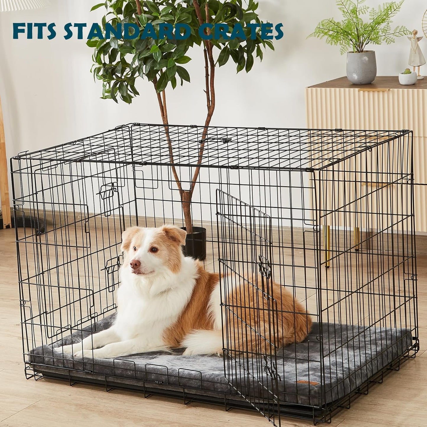 Dog Crate Pad - Dog Bed Large Sized Dogs with Removable Washable Cover and Waterproof Lining - XL Memory Foam Pet Bed for Crate - Reversible Kennel Mat (Cool & Warm), 42-inch, Grey