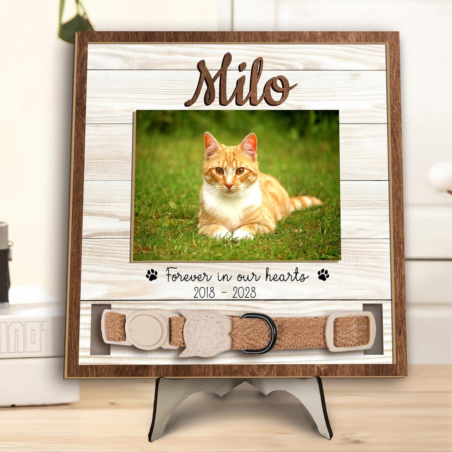 Personalized Pet Memorial Frame with Collar Holder – Cat or Dog Loss Gift, Custom Pet Photo Remembrance, Sympathy Gift for Pet Lovers