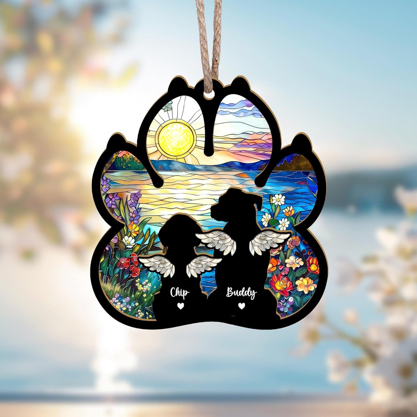 Personalized Dog Memorial Suncatcher – Custom Suncatcher with Name & Breed for Up to 3 Pets, Pet Loss Sympathy Gift, Memorial Keepsake for Dog Lovers