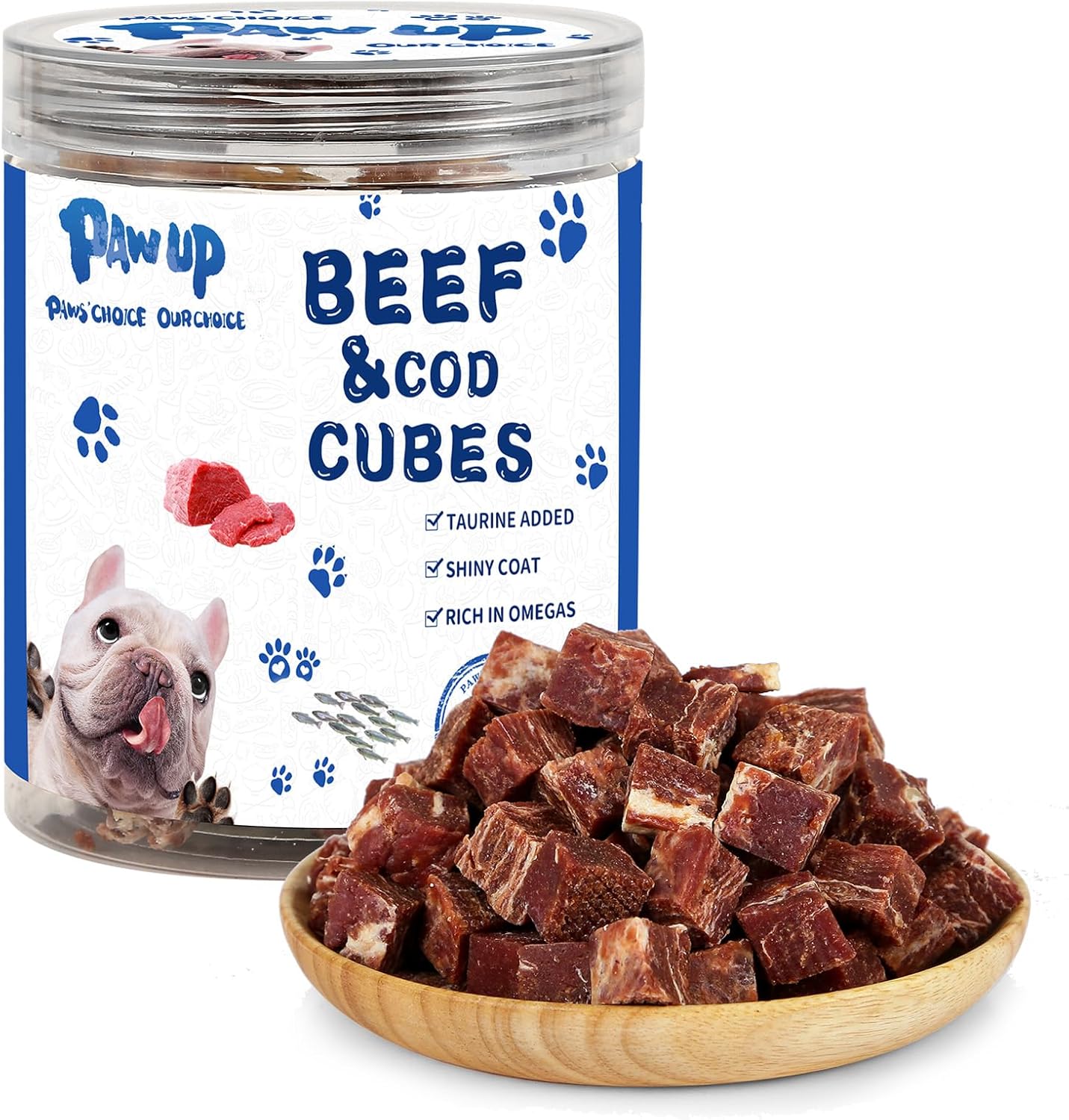 Dog Treats Training Rewards, Beef Cod Cubes, 1% Taurine Added, 12.5 oz, Rawhide Free, Grain Free, Low Fat Dog Training Rewards and Snacks, No Additives