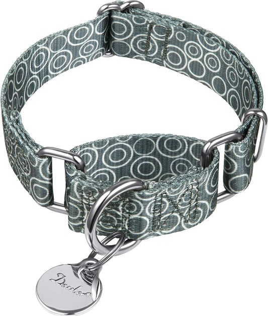 Martingale Collars for Dogs, No Pull Anti-Escape Pet Collar, Heavy Duty for Medium Dogs, Adjustable 14 Inch to 21 Inch, Warm Grey - C.R.C