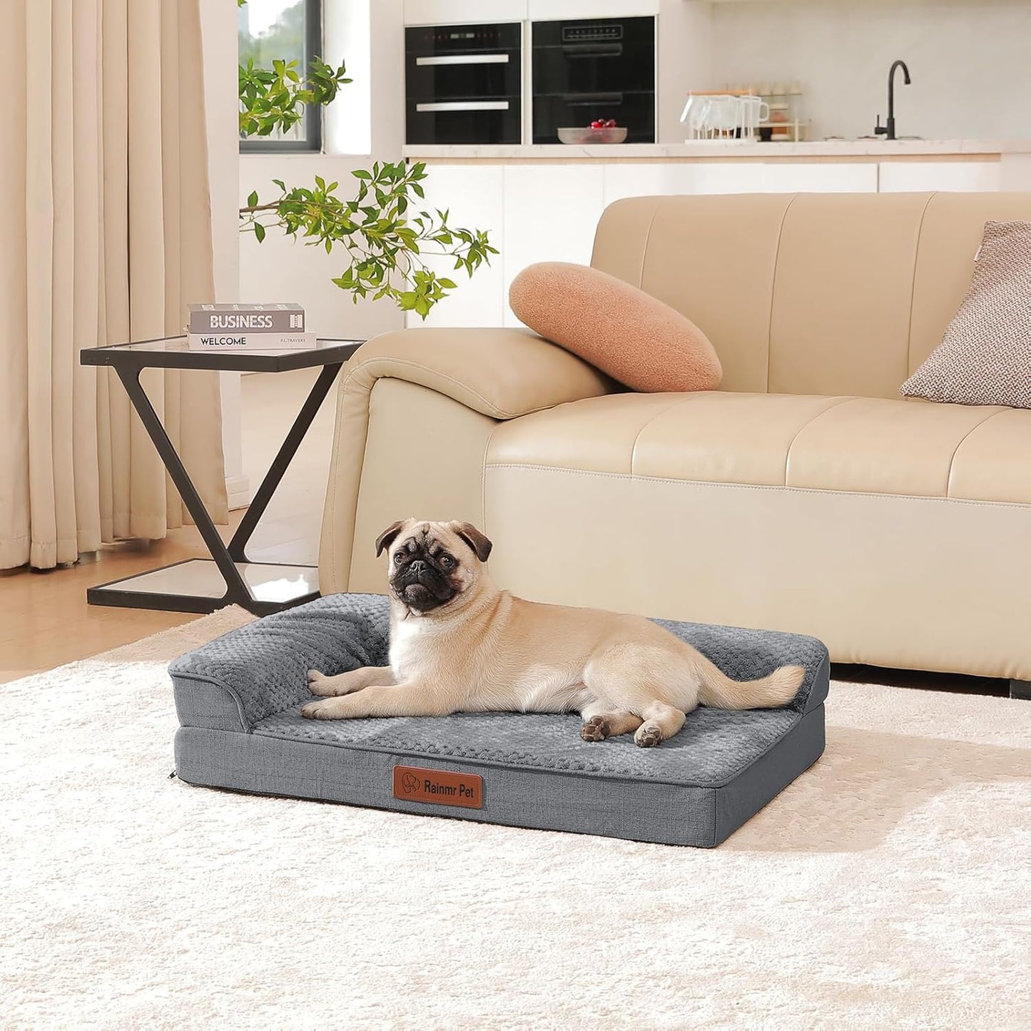 Orthopedic Dog Bed Medium Size Dog, Memory Foam Pet Bed for Small and Medium Dogs, Washable Removable Cover, Nonskid Bottom, Waterproof, 30x20x6 Inches, Dark Grey