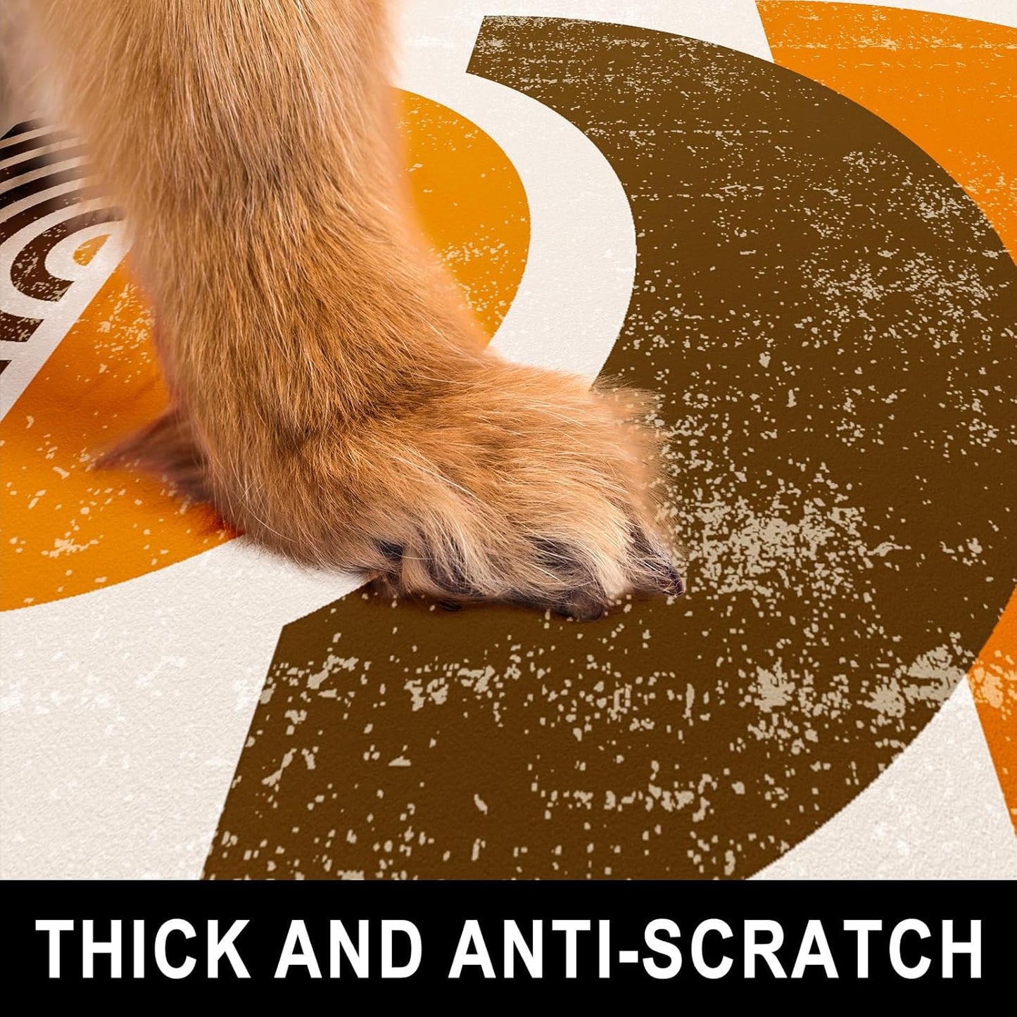 Dog Food Mat, 16" x 24" Absorbent Dog Cat Bowl Mat for Food and Water, Cute Anti-Slip Rubber Pet Feeding Rug Protect Floors Washable Placemat for Feeding & Watering Supplies, Modern Circle Art