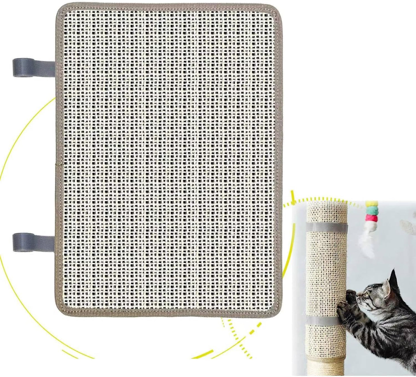 Cat Nail File Scratcher, Sisal Cat Scratch Pad Wrapped Around a Cat Scratcher Post or Cat Tower, Cat Nail File with 80 Aluminum Oxide Grit, to Help Protect Furniture and Help Trim Cat's Nails