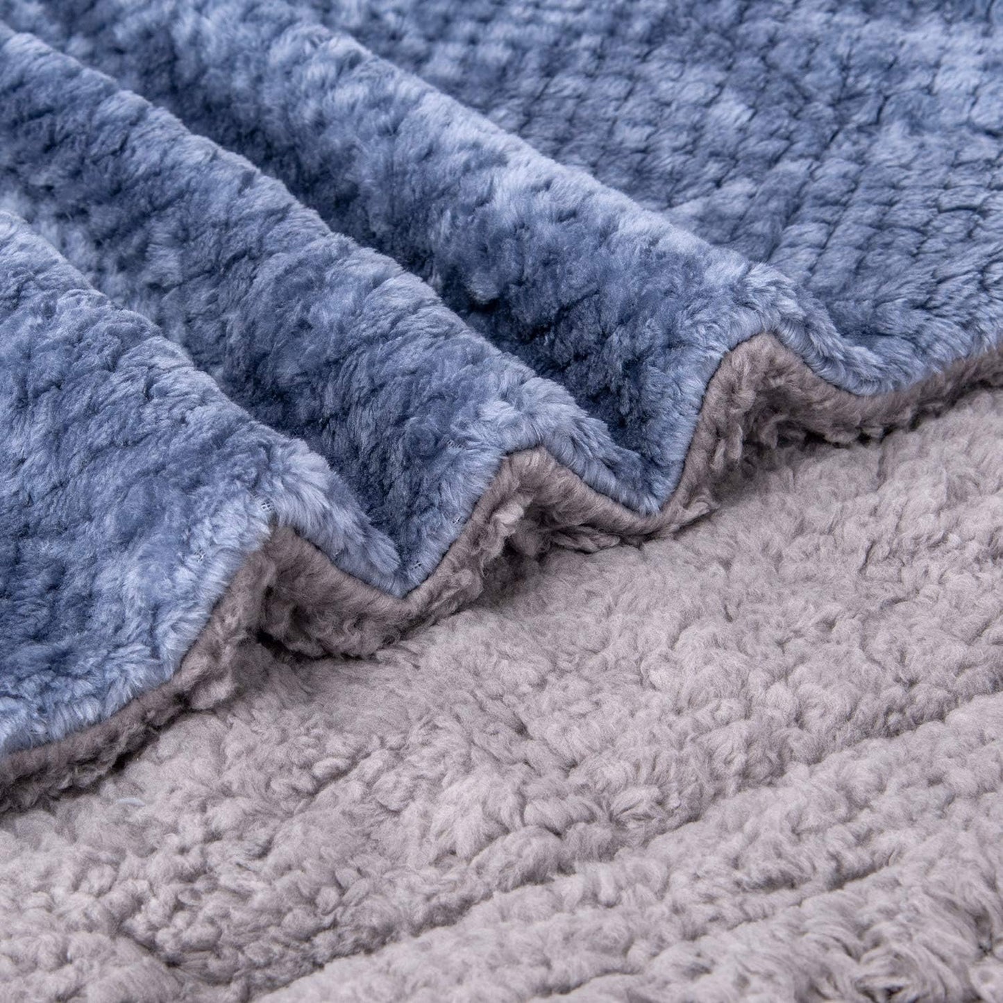 Fuzzy Blanket or Fluffy Blanket for Baby Girl or boy, Soft Warm Cozy Coral Fleece Toddler, Infant or Newborn Receiving Blanket for Crib, Stroller, Travel, Outdoor (40" x 48", DG-Smoked Blue)