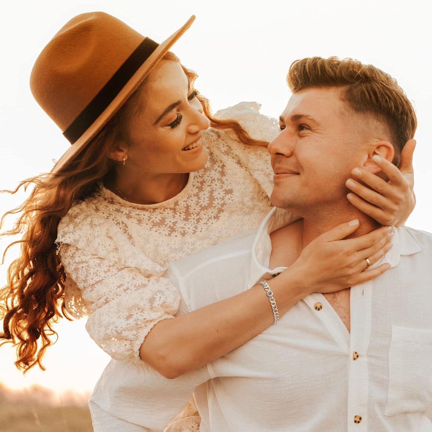 EMIRISTIC Custom Photo Bracelet - Personalized Picture Natural Stone Cuban Chain Bracelet - Any Special Day Gifts