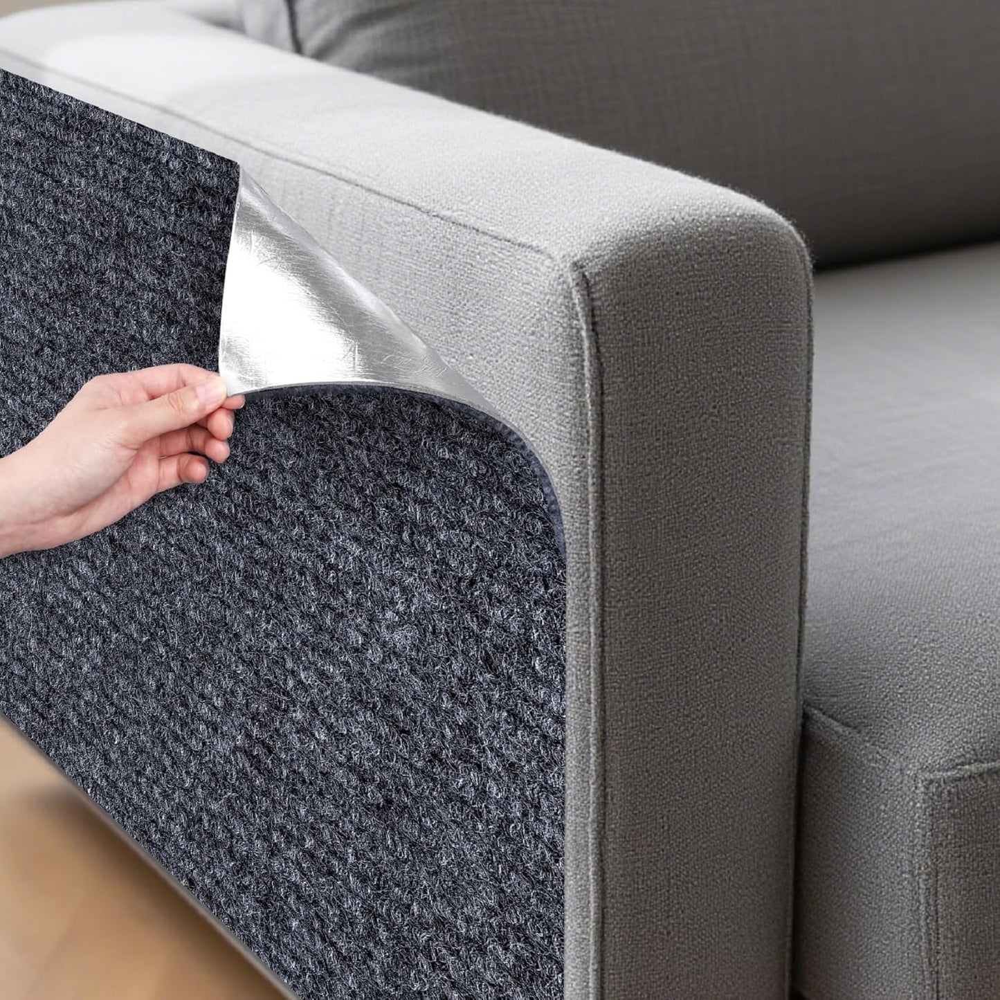 ICOOP Cat Scratch Furniture Protector 15.8"×47.2" Couch Corner Protectors for Cats Dark Gray Self Adhesive DIY Furniture Protectors from Cats Scratching Tree Replacement Cat Scratching Mat for Sofa