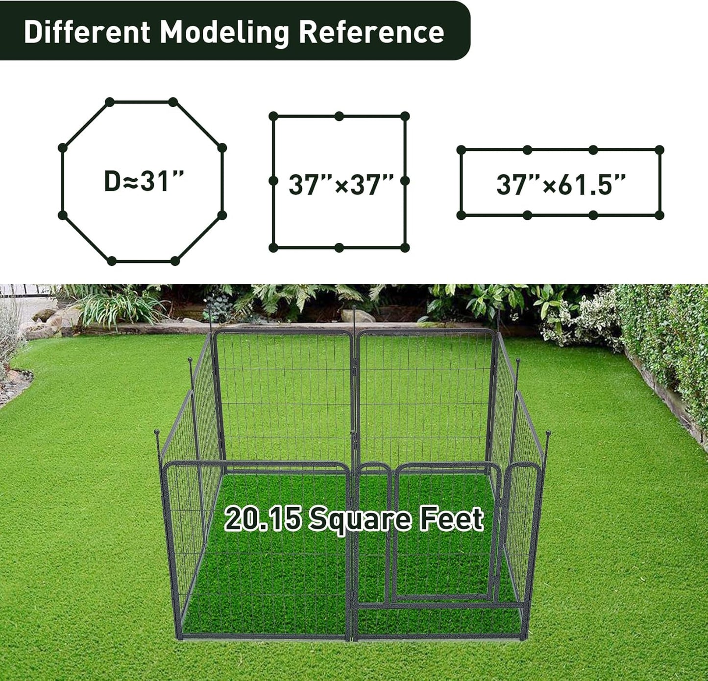 mestyl Dog Playpen, 40" Height 8 Panels Outdoor Pet Play Pen, Big Dog Exercise Play Pen for Large/Medium/Small Dogs, Foldable Puppy Pen for Indoor, Camping, RV, Anti-Rust Paint Finish, Quick Install