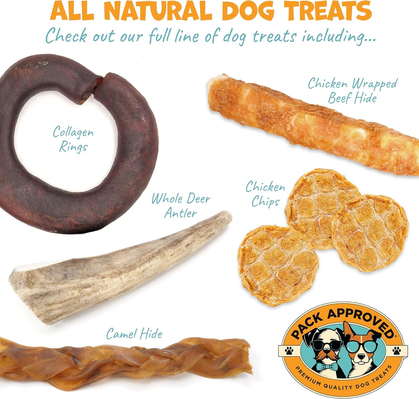 Camel Skin Dog Chews for Aggressive Chewers - Hypoallergenic Natural Collagen Sticks for Dental Health & Protein Boost - Long Lasting Treats for Small & Medium Dogs