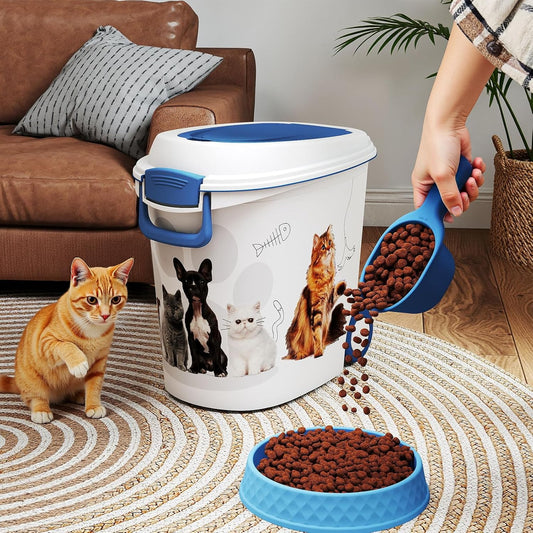 Food Storage Container Resin with Scoop and Wheels, Ideal Dog Food Storage Container for Pet Food & Treats,Blue1