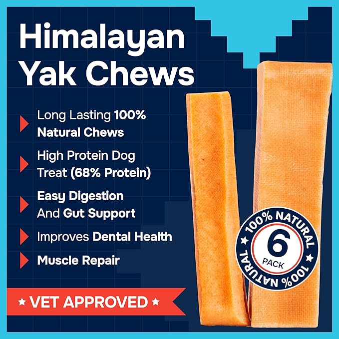 100% Natural Yak Cheese Himalayan Made Dog Chews All Breeds - Lactose Free Yak Chew for Small, Medium & Large Dogs - Dental Cleaning Dog Chews Aggressive Chewers - Long Lasting Odor & Gluten Free