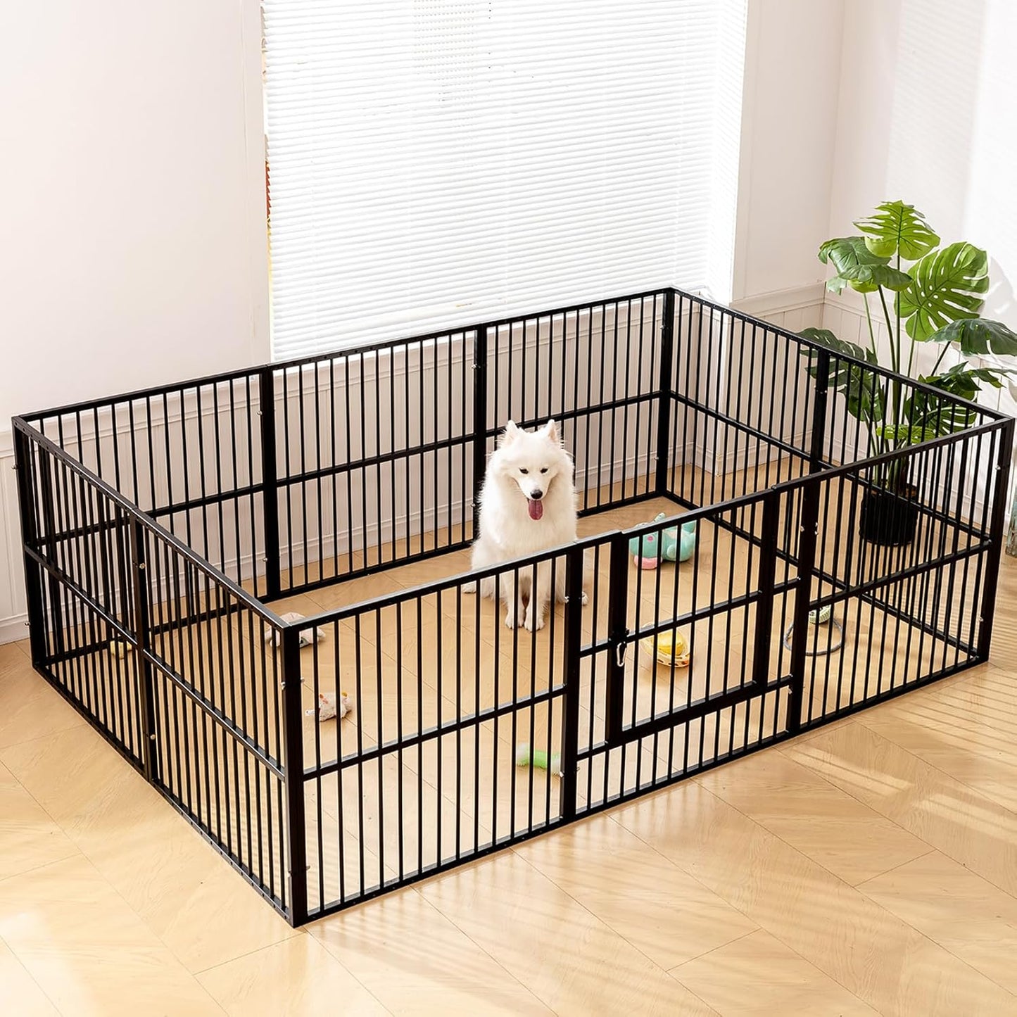 Dog Playpen - 32" Height Dog Pen, Heavy Duty Puppy Pen with Door, Safe & Sturdy, Easy Assemble for Indoor/Outdoor Pet Playpen (10 Panels with Door, Black)