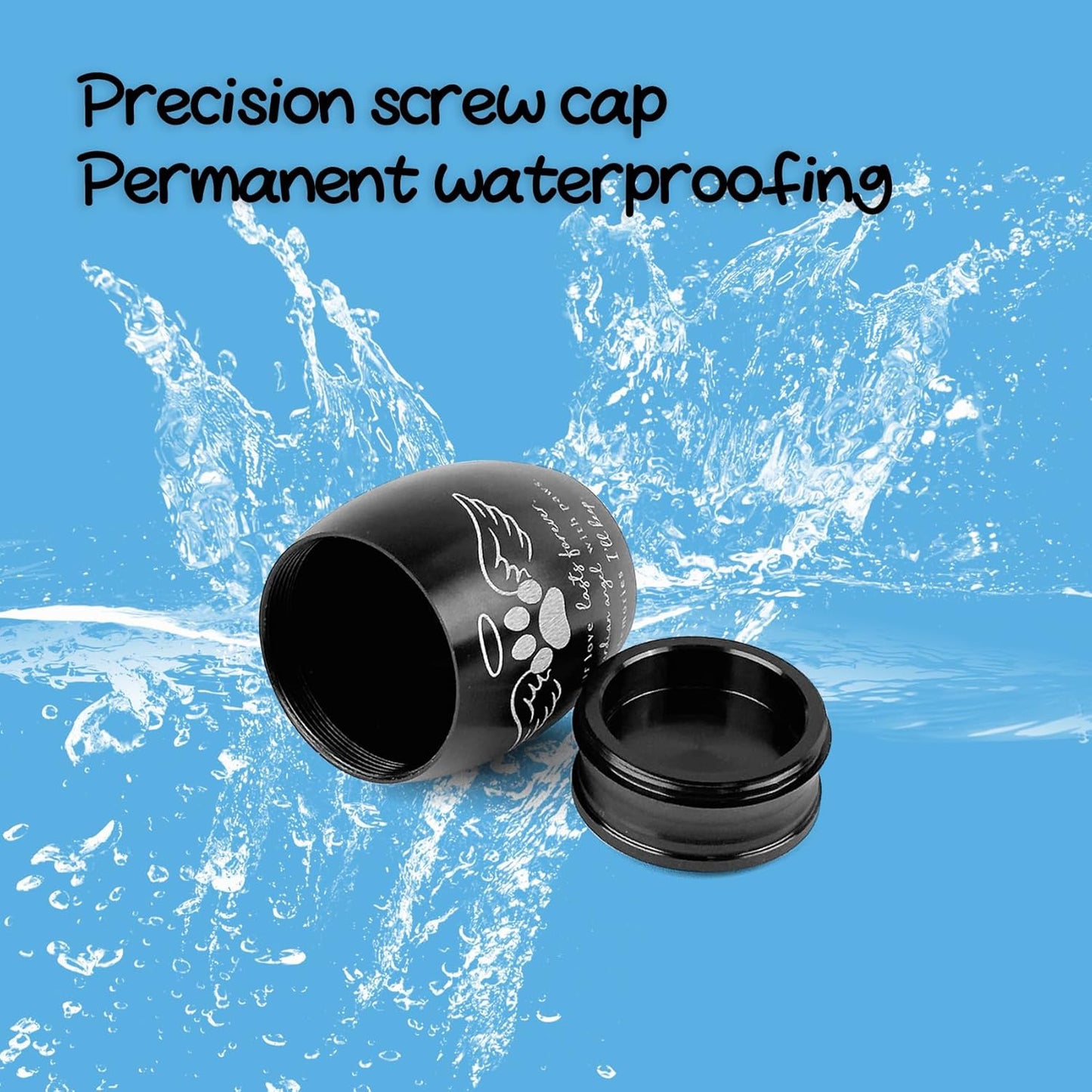 Mini Pet Cremation Urn for Small Pets – Aluminum Keepsake with Angel Wings and Paw Print – Memorial Ash Holder for Dog, Cat, Rabbit