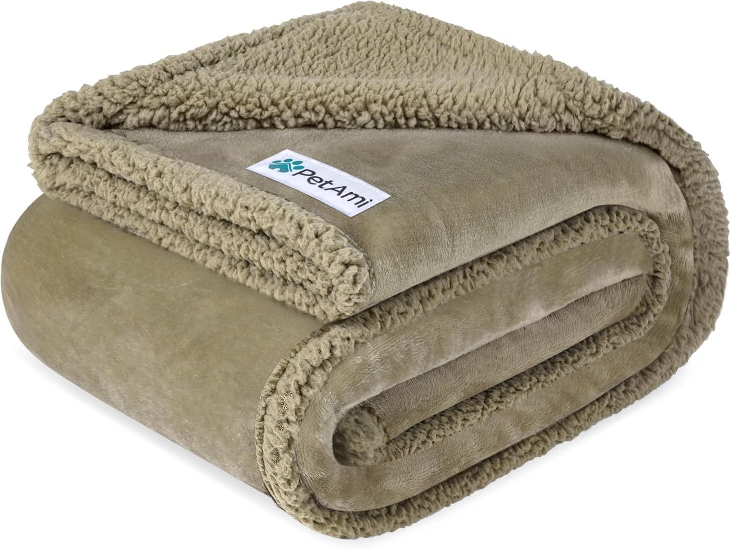 PetAmi Waterproof Dog Blanket for Medium Large Dog Puppy Cat Throw for Couch Cover Leakproof Protection, Sherpa Fleece, Reversible Soft Washable 60x40 Taupe Taupe