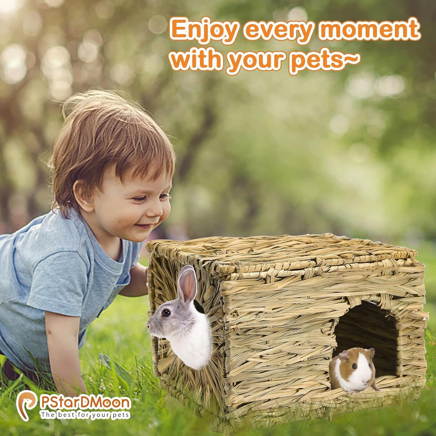 Bunny Grass House-Hand Made Edible Natural Grass Hideaway Comfortable Playhouse for Rabbits, Guinea Pigs and Small Animals to Play,Sleep and Eat (style6)