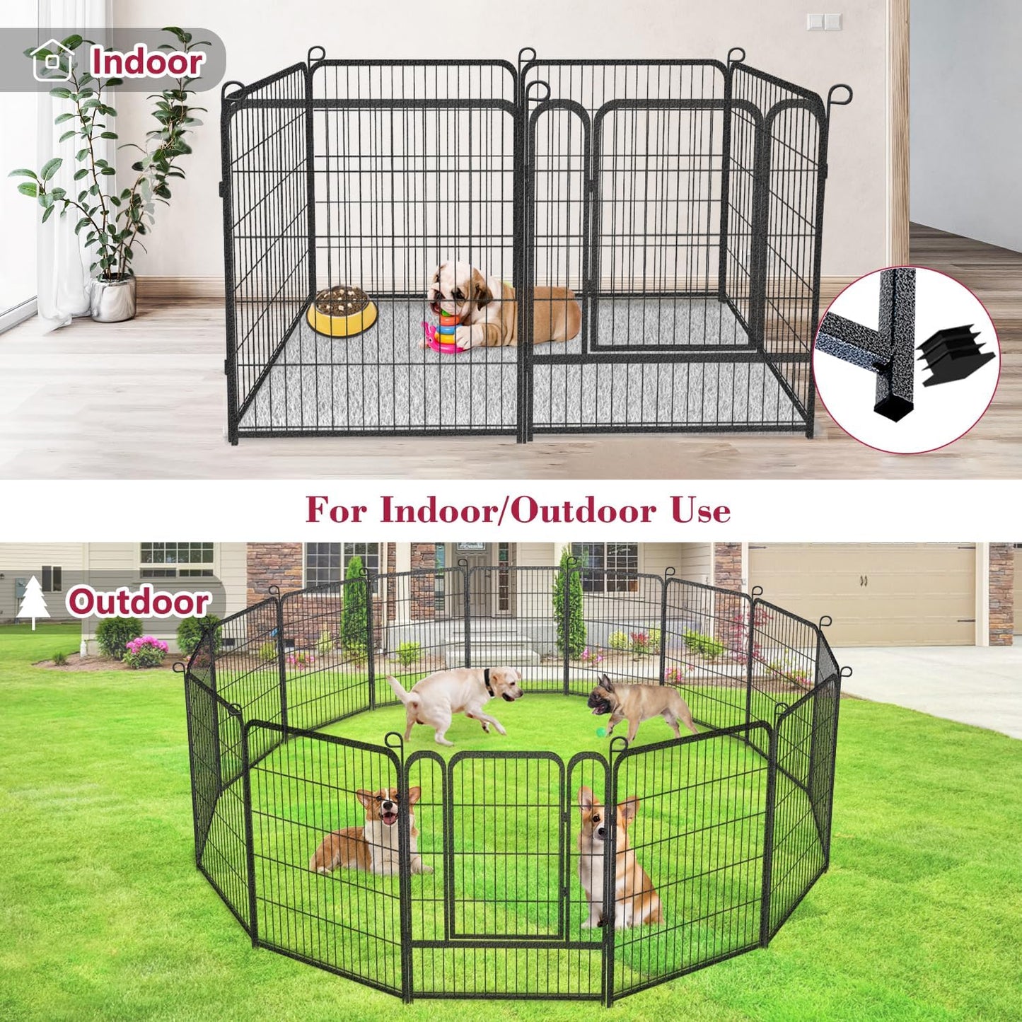 Dog Playpen Dog Fence Outdoor for Yard, 32inch 34 Panels Dog Pens Outside Anti-Rust Pet Playpen Exercise Pen with Lock for Large Medium Small Dogs, Portable Pet Fence for Yard RV Camping