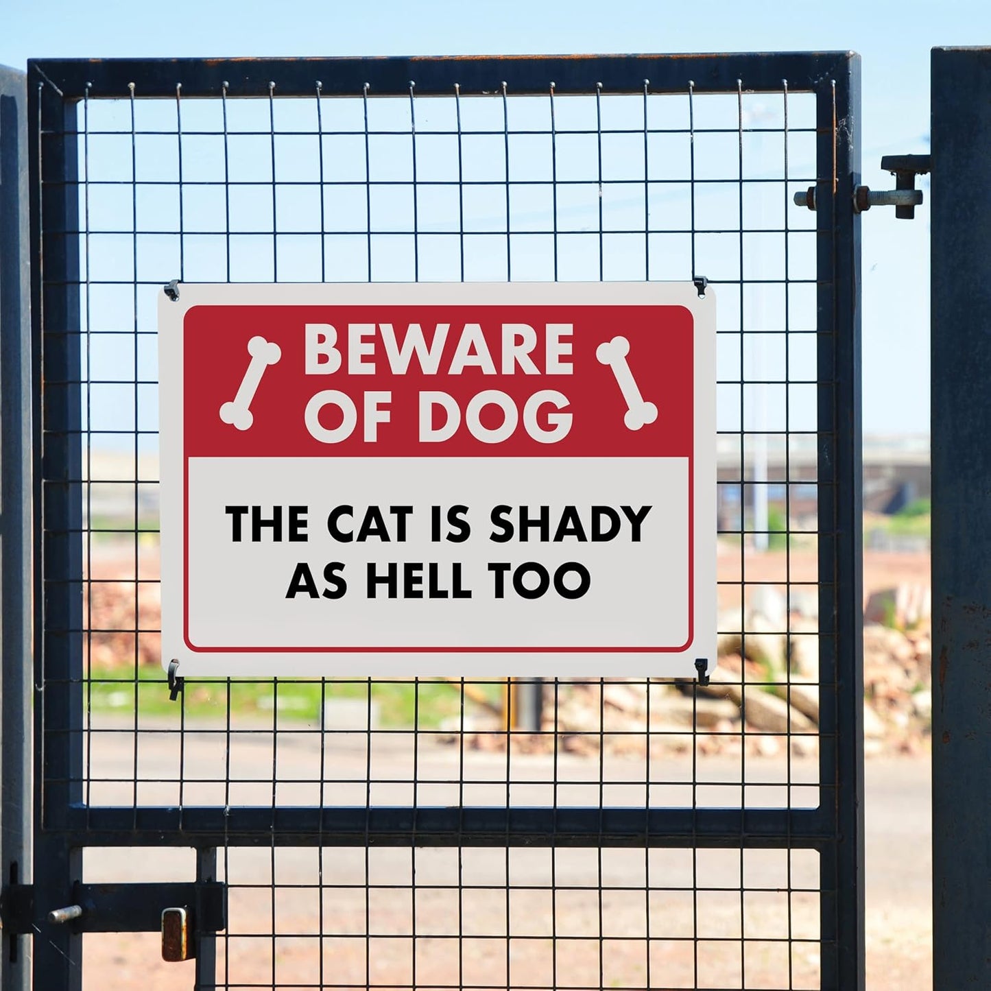 Beware of Dog, The Cat is Shady Too - Funny Cat Sign, Plastic - 8" x 12" - Perfect for Home Decor, Gift for Kitty Lovers, Warning Sign - ENVISIONED Signage