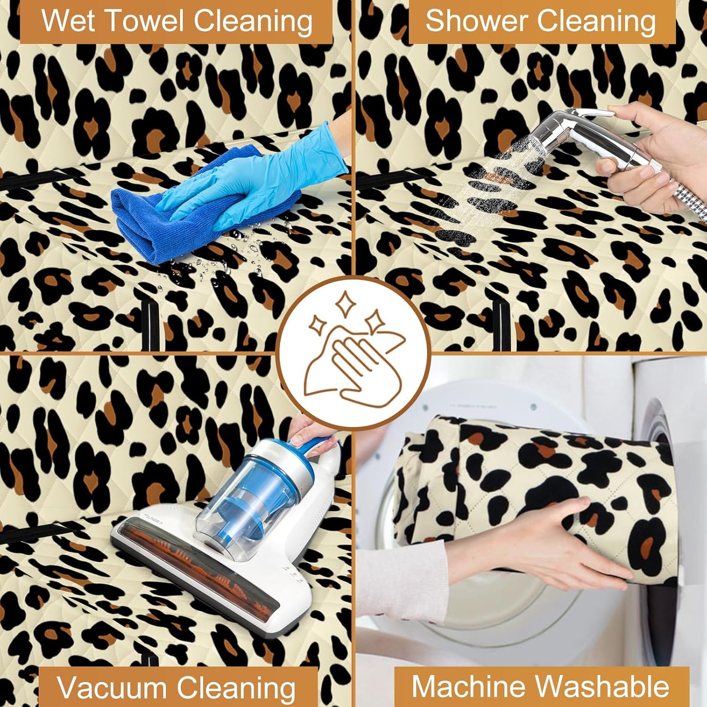 Backseat Cover for Dogs, Waterproof and Non-Slip Pet Bench Seat Covers, Car Seat Protector for Back Seat, Universal Size Rear Car Seat Cover Fits Cars, Trucks and SUVs, L-Leopard&Black