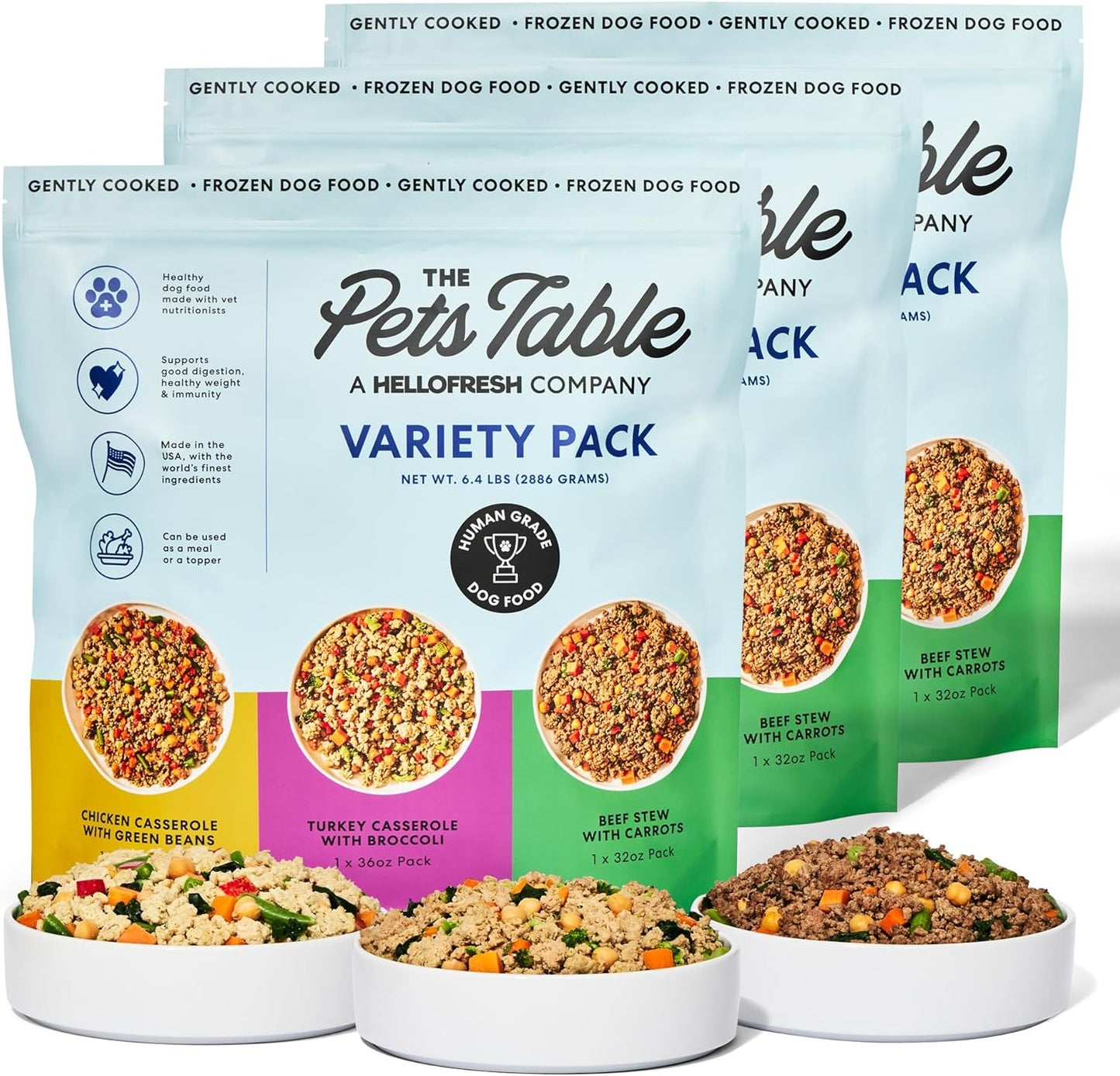 The Pets Table Human-Grade Variety Pack Fresh Dog Food, Dog Food Topper or Complete Meal, 9 Count of 32 to 36-oz Pouches, 19lbs