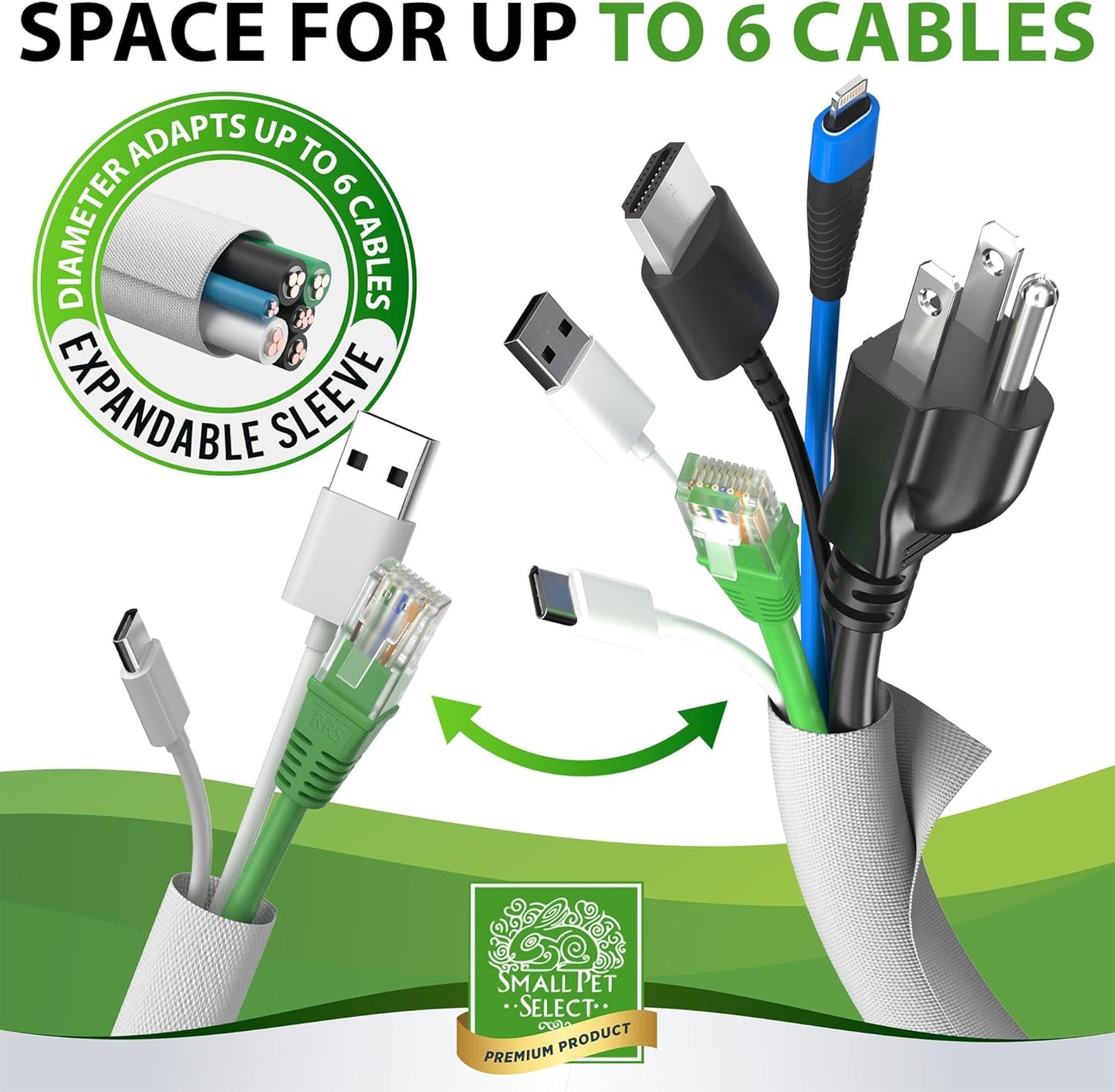 Small Pet Select Heavy Duty Cord Cover - White, 10ft - Ultra Durable Electrical Cable and Wire Protector for Rabbits, Dogs, Cats and Other Pets - Cord Management and Animal Protection