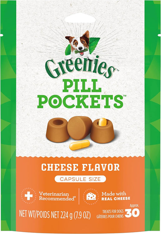 Greenies Pill Pockets for Dogs Large Size, Soft Dog Treats, Cheese Flavor, 7.9 oz. Pouch (30 Treats)