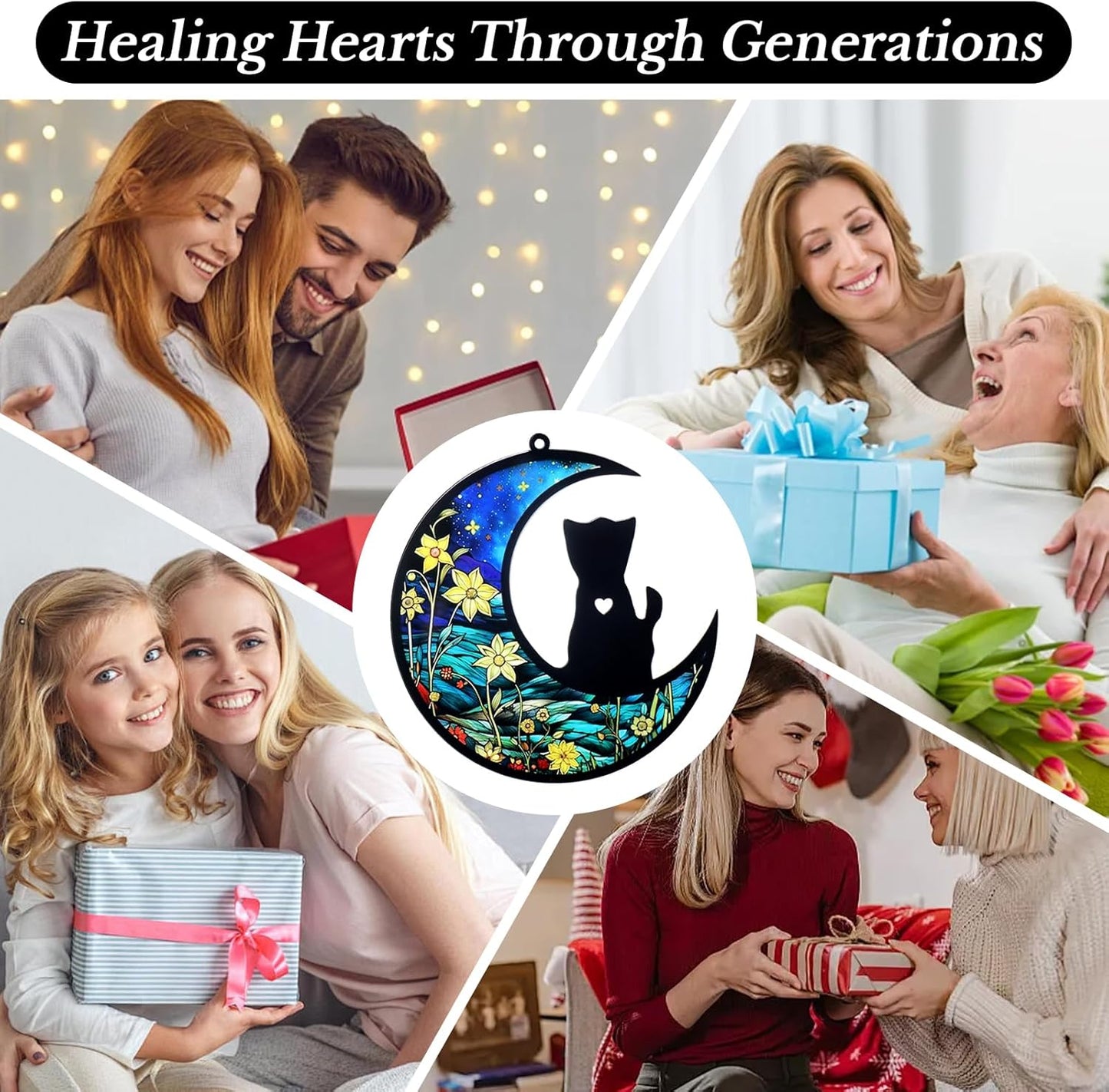 Pet Memorial Suncatcher, Loss of Cat & Dog Sympathy Gifts, Hanging Stained Acrylic Light Catcher, Cat & Dog Memorial Ornament for Pet Lovers, Star Pattern