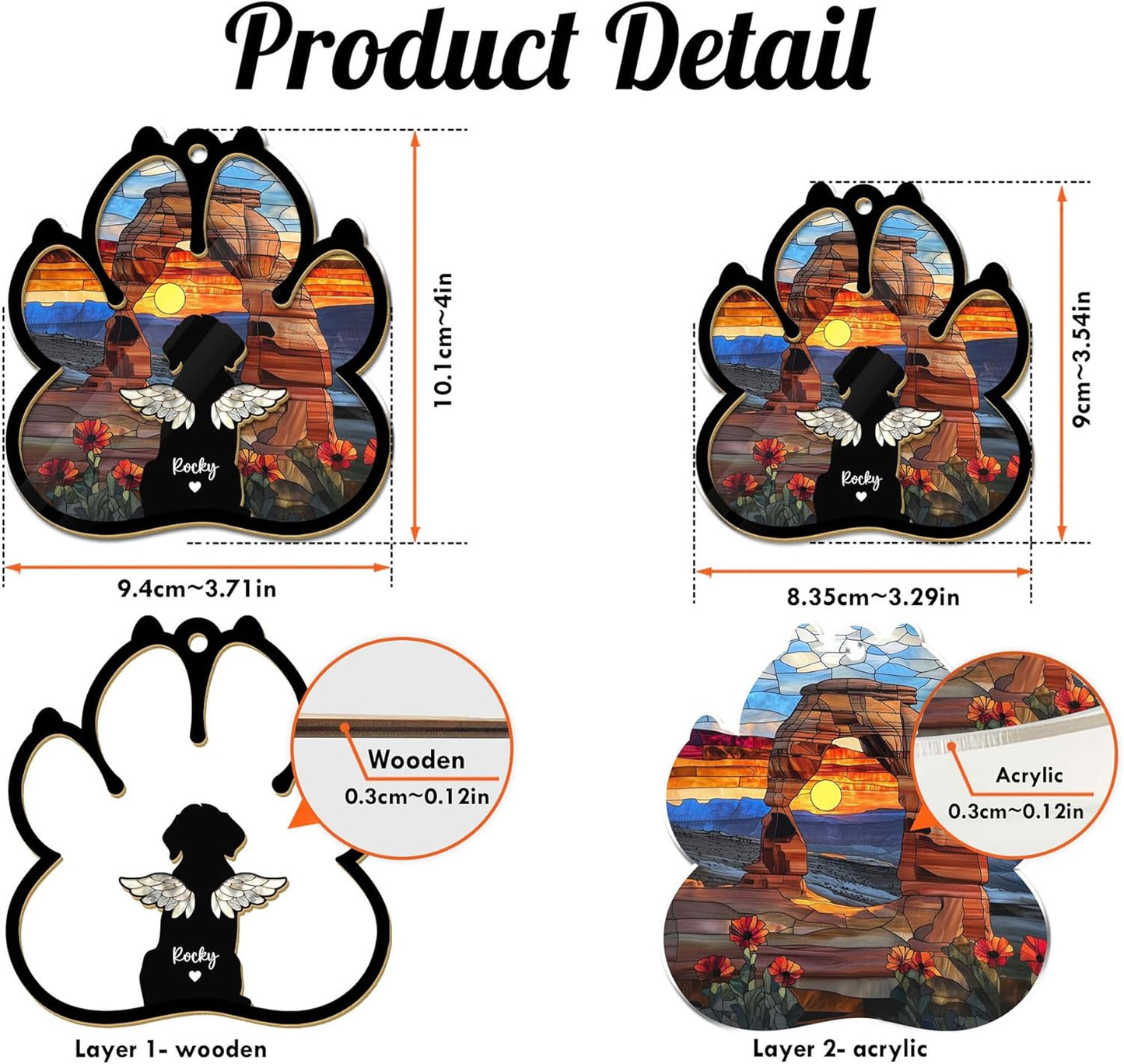 Personalized Pet Memorial Suncatcher – Custom Dog & Cat Suncatcher with Name, Breed & National Park Background for Up to 3 Pets, Pet Loss Sympathy Gift, Memorial Gift for Pet Lovers