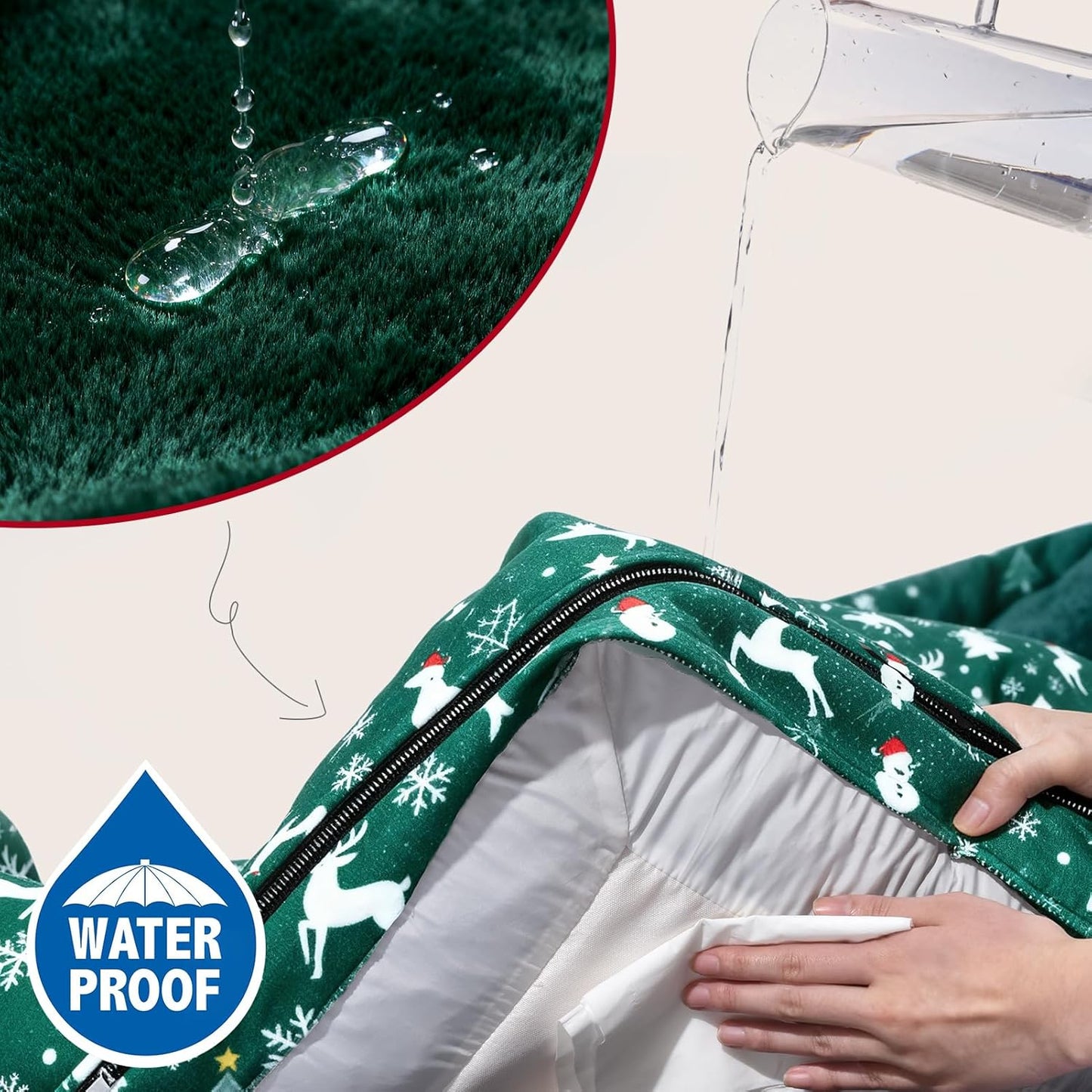 Comfort Expression Orthopedic Dog Bed for Extra Large Dogs 42x30 Inch, Waterproof Supportive Memory Foam XL Pet Bed with Removable Bolsters, Dog Couch with Washable Cover & Non-Slip Bottom, Green