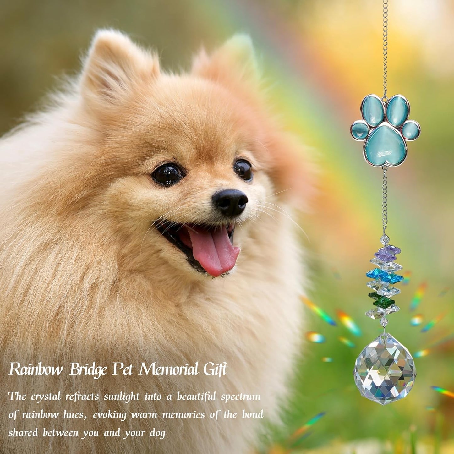 Dog Memorial Gifts for Loss of Dog, Pet Memorial Suncatcher, Pet Sympathy Gifts, Paw Print Suncatcher with Card & Gift Box, Remembrance Bereavement Gift for Loss of Dogs Cats