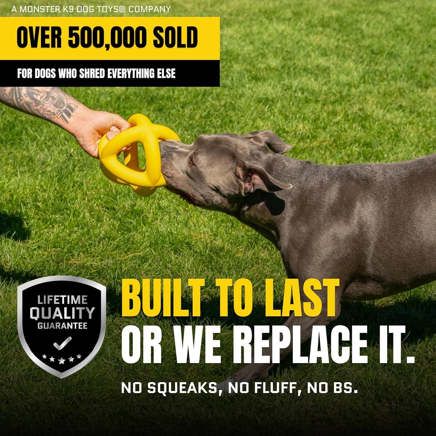 Indestructible Giant XL Dog Ball - Lifetime Replacement - Durable Toy for Aggressive Chewers - Safe, Non-Toxic Natural Rubber - Chew, Tug & Fetch - Tough, Heavy Duty - Large Breed, Massive 8”