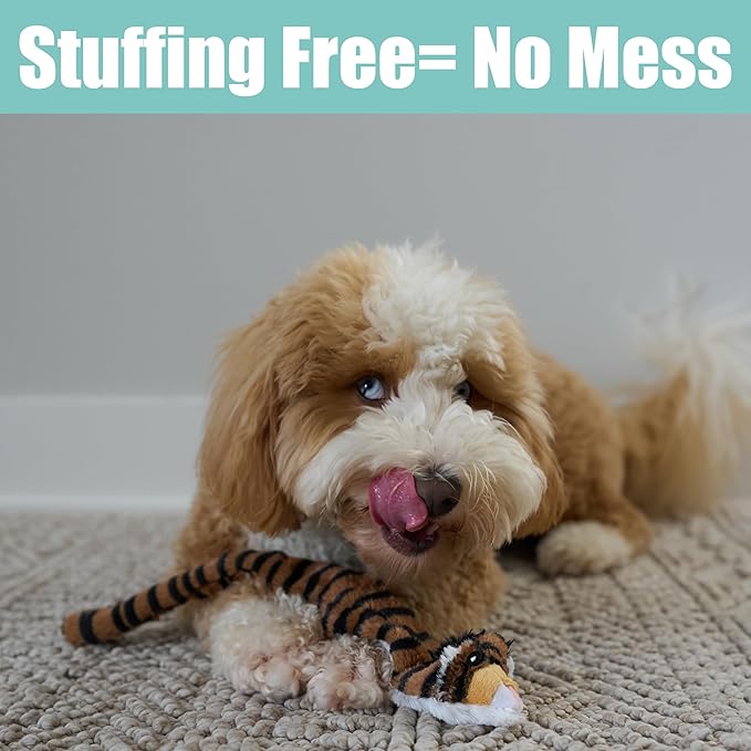 SPOT Skinneeez Jungle Cat 14 Inch Stuffing-Free Plush Squeaky Dog Toy – Soft Interactive Chew Toy for Small and Medium Dogs – Mess-Free Play for Light & Moderate Chewers