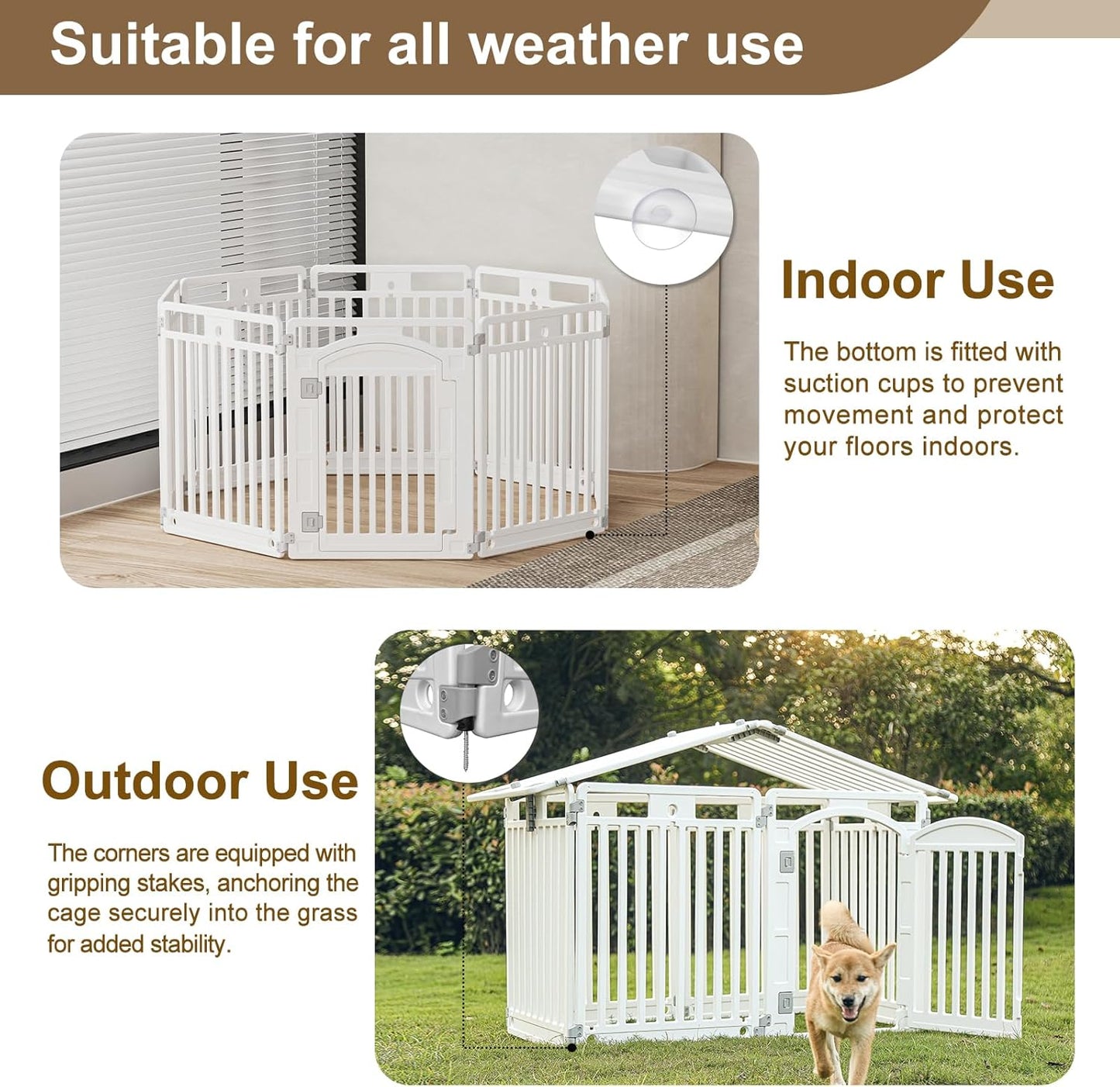 Pet Playpen with Door Dog Playpen Foldable Puppy Playpen for Puppies and Small Dogs 8-Panels Easy Assemble Easy Storing for Indoor and Outdoor (8 Panels)