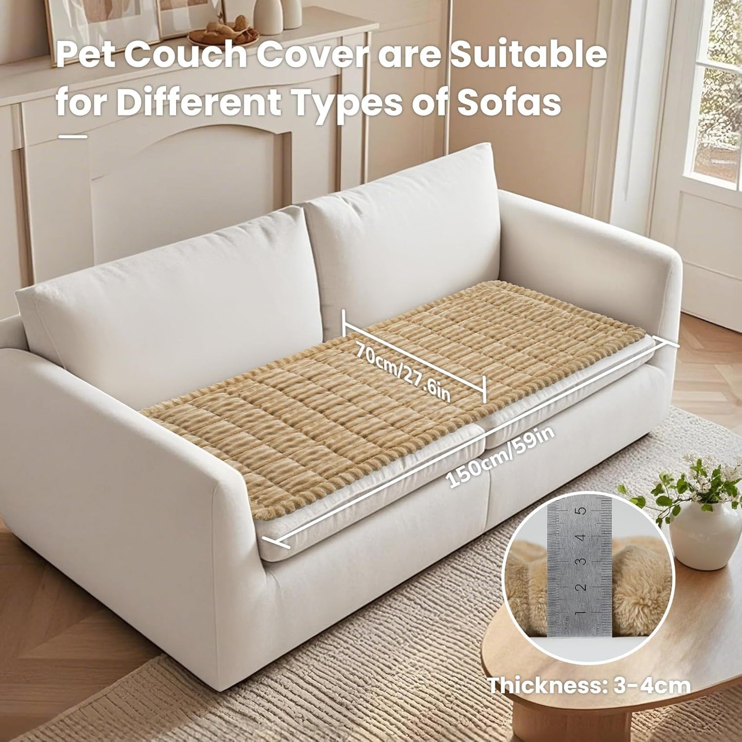 Dog Couch Cover Protector, Non-Slip Couch Covers for Dogs, Durable Pet Couch Covers for Sofa, Fuzzy Dog Blanket for Couch Bed Furniture Sofa, Washable & Pet Friendly