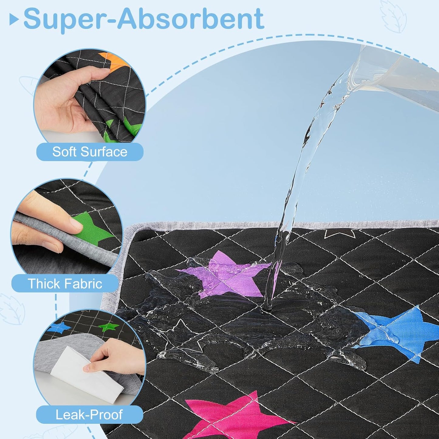 Bienbee Guinea Pig Bedding, 2 Pack 12" x 12" Reusable Guinea Pig Cage Liner Waterproof and Absorbent Small Animal Bedding Washable Guinea Pig Pee Pads for Small Pet Hamster Rabbit Squirrel, Black