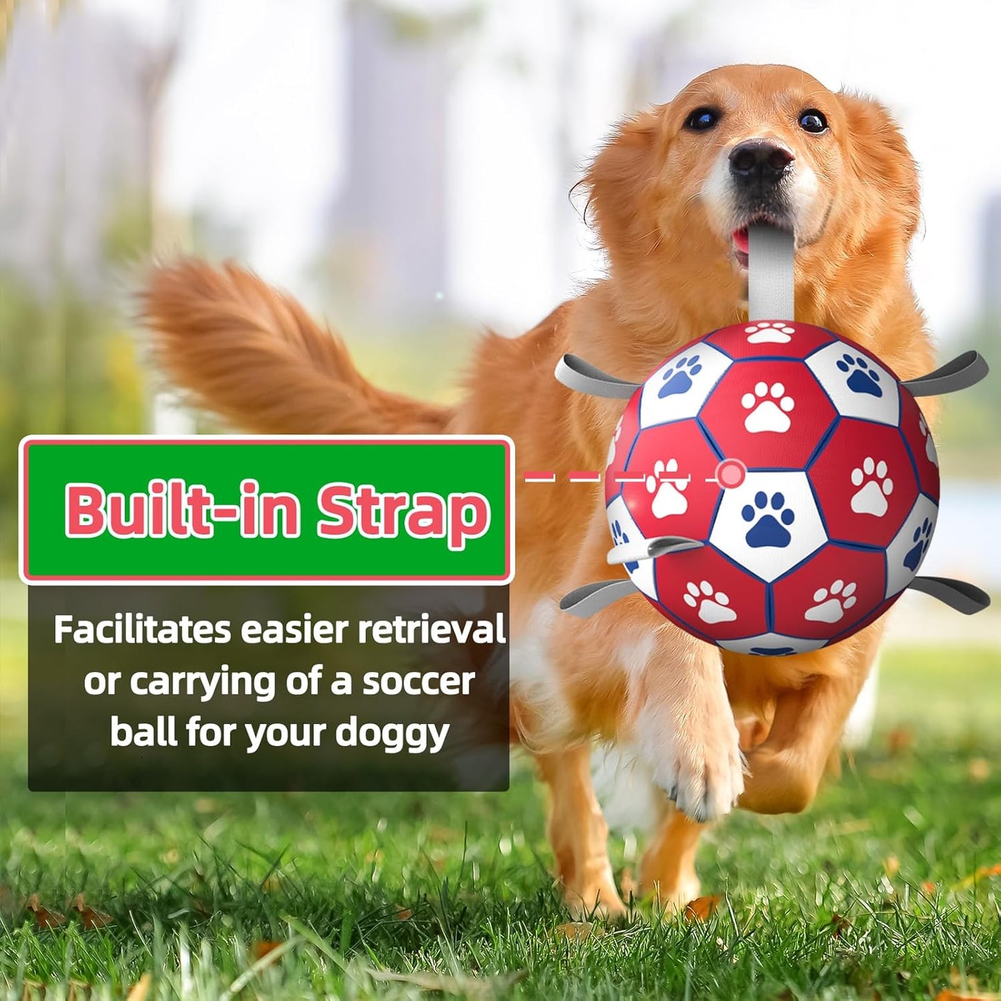 Diman Premium Large Dog Toys Dog Soccer Ball with Straps Dog Balls for Indoor Outdoor Gift for Birthday for Extra Large Dog Interactive Dog Toys Water Toy（9 Inch）