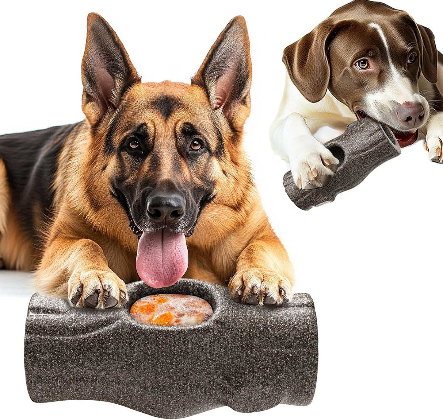 Interactive Dog Chew Toy for Aggressive Chewers – Durable Treat Dispensing Stump Toy for Large Dogs and Puppies, Refillable & Dishwasher Safe with Snack Mold Tray, Safe Nylon, BPA-Free, Easy to Clean