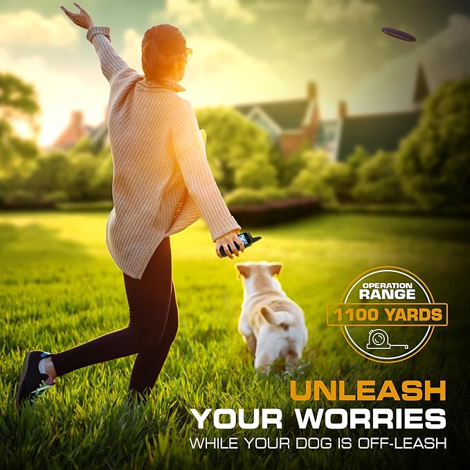 INVIROX Dog Training Collar [2025 Edition] 123 Levels Dog Training Collar with Remote 1100yd Range E Collar for Dogs Training 100% Waterproof Rechargeable, Manual Bark Collar for Large Dog