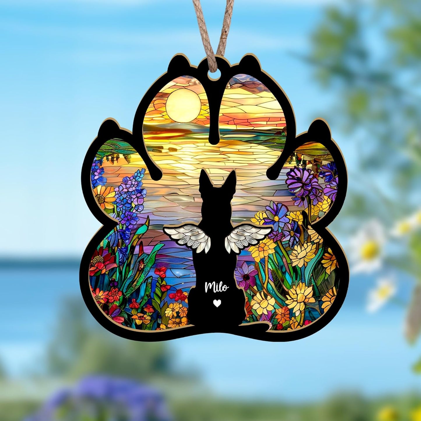 Personalized Dog Memorial Suncatcher – Custom Suncatcher with Name & Breed for Up to 3 Pets, Pet Loss Sympathy Gift, Memorial Keepsake for Dog Lovers