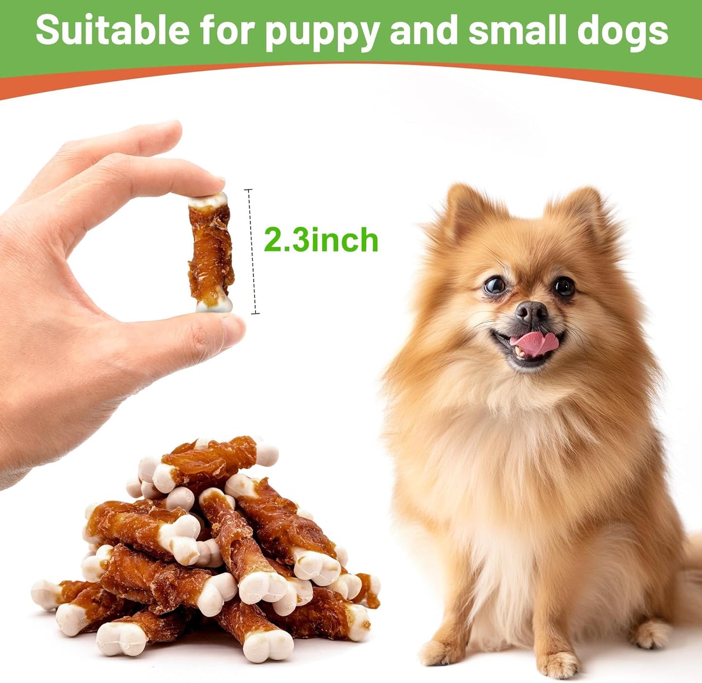 MON2SUN Dog Treats, Chicken Wrapped Calcium Bones Without Rawhide, 2.3 Inch Training Treats for Teeth Cleaning and Fresh Breath, Chews for Puppy and Small Dogs (28 Count - Pack of 1)