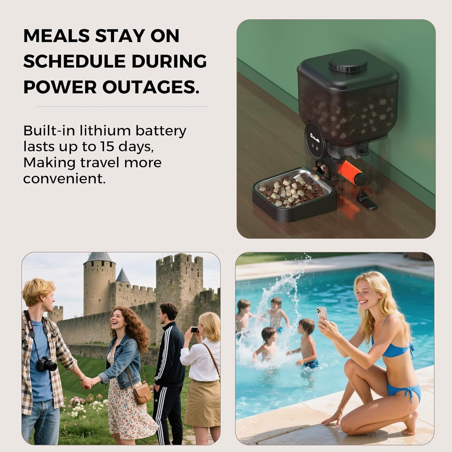 Automatic 6L Cat and Dog Feeder - Pet Feeder with WiFi and Smart Control via App - for Cats and Small Dogs, Auto Timed Food, Stainless Steel Bowl, Dual Powered, 12-Day Battery Life After Power Off