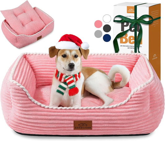 Orthopedic Dog Bed for Large Dogs,Dog Sofa Beds Supportive Foam Pet Couch Bed with Removable Washable Mat and Nonskid Bottom (Large, Pink)