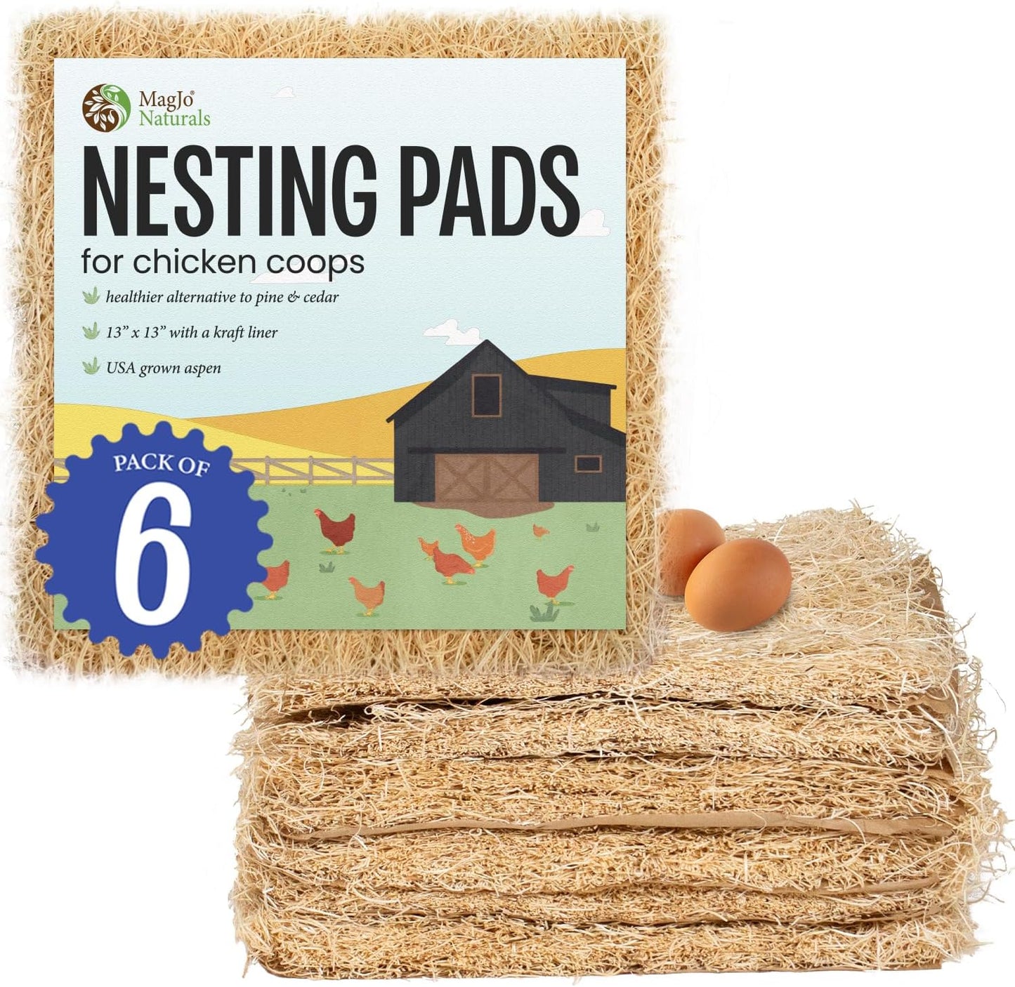 MagJo Pet Excelsior Aspen Shaving Nesting Liners (6 Pack)