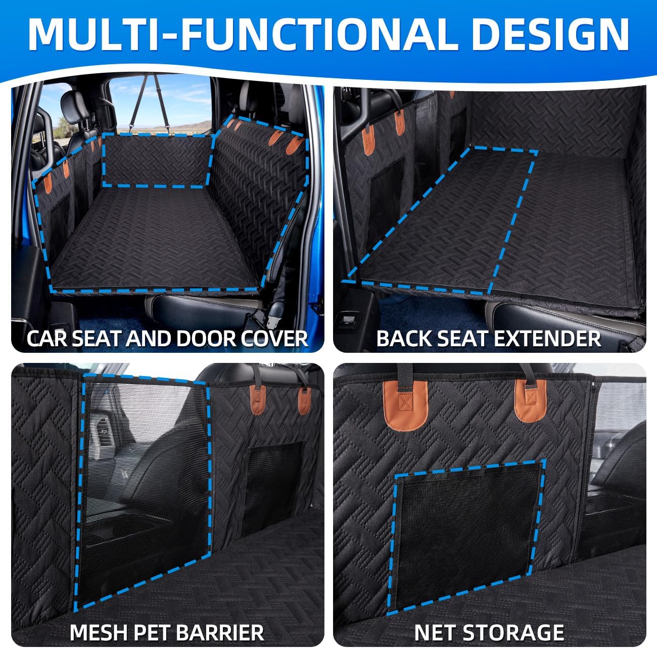 Truck Dog Seat Cover Back Seat,Back Seat Extender for Truck,Dog Hammock,Hard Bottom Car Seat Cover,Pet Seat Cover for F150/RAM1500/Silverado