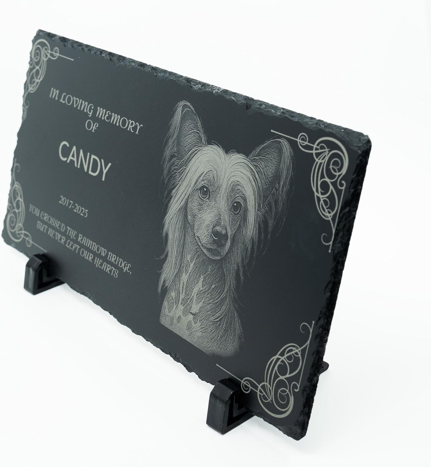 lemuria Pet Memorial Stone Dog Memorial Gifts for Loss of Dog Pet Loss Sympathy Gift Slate Grave Marker or Dog Headstone Indoor/Outdoor Rainbow Bridge Tribute for Dogs and Cats (12x6 inches)