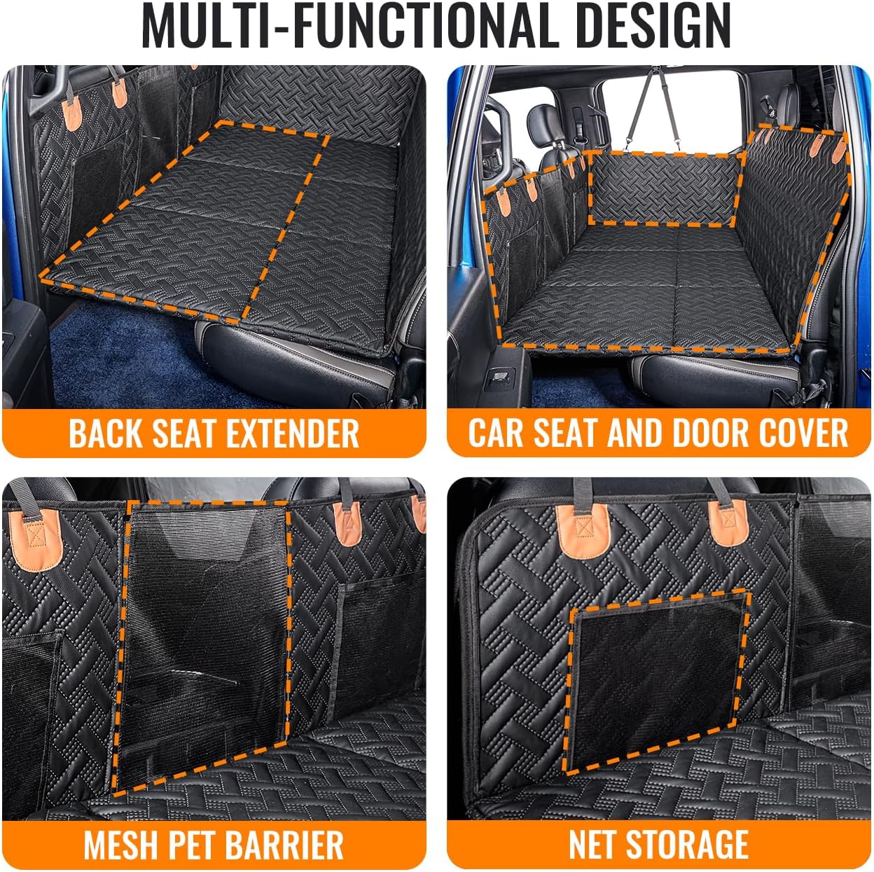 Dog Back Seat Extender for Truck,Truck Dog Seat Cover Back Seat,Dog Hammock for Truck,Hard Bottom Seat Extender,Pet Seat Covers for F150/RAM1500/Silverado