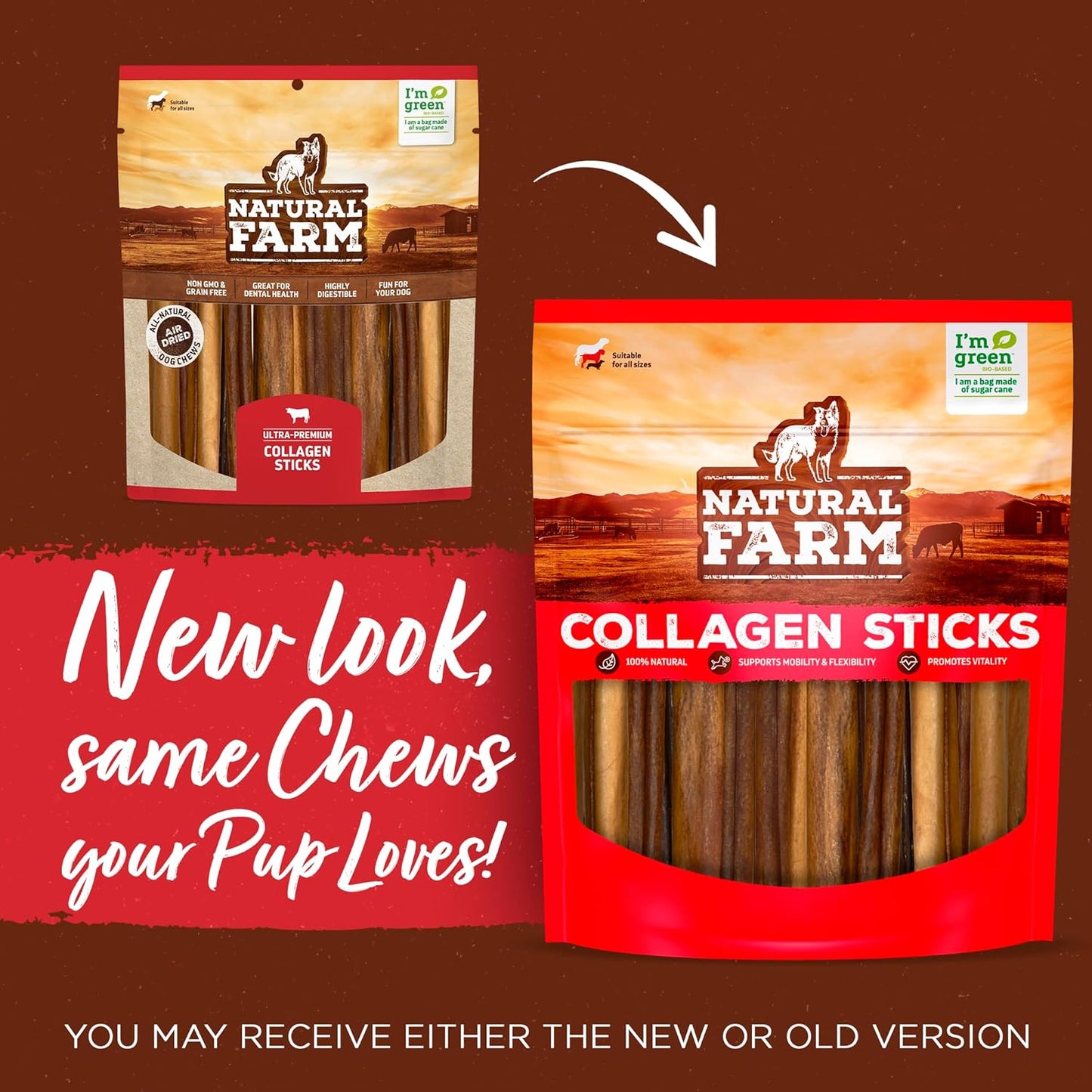 Natural Farm Braided Collagen Chews for Dogs (12 Inch, 6 Pack), Collagen Sticks, Natural Dog Chews, Long Lasting, for Small, Medium and Large Dogs, Odor-Free, Rawhide Alternative